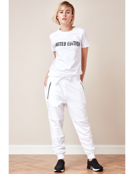 Goddiva x Alina Tsevina white joggers with zips ~ casual fashion ~ weekend style trousers