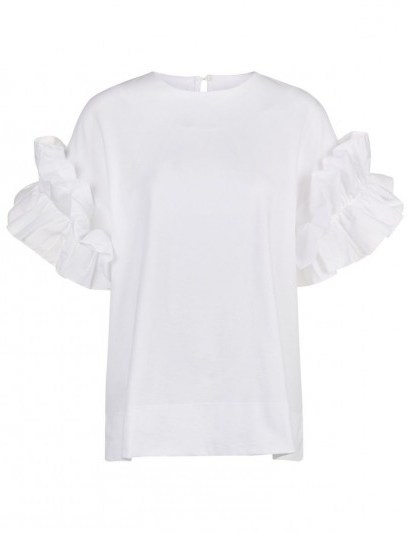 VICTORIA BY VICTORIA BECKHAM White Ruffle Sleeve Tee - flipped