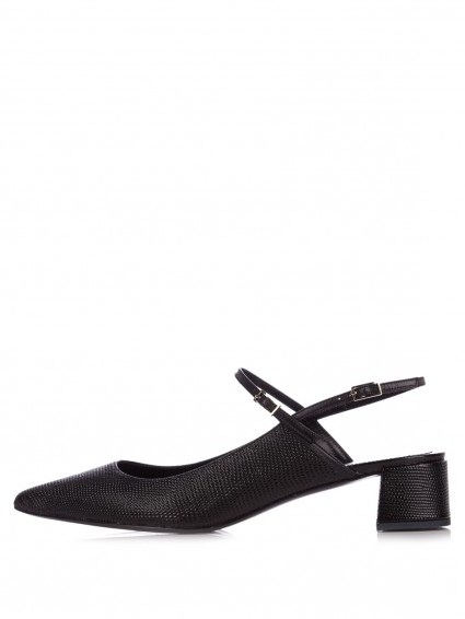 ERDEM Aerin black reptile-effect leather pointed toe pumps - flipped
