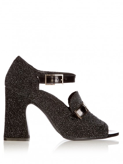 ERDEM Amaris black glitter pumps ~ glittering block heel shoes