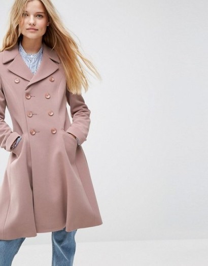ASOS Skater Coat in Crepe in mink ~ stylish winter coats ~ fit and flare style ~ fashionable outerwear - flipped