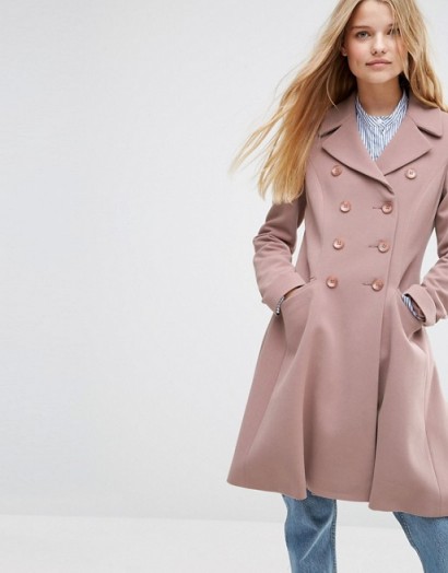 ASOS Skater Coat in Crepe in mink ~ stylish winter coats ~ fit and flare style ~ fashionable outerwear
