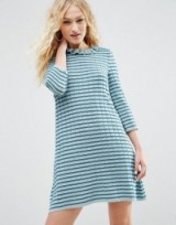 ASOS Swing Dress in Knit with Metallic Stripe. Cute knitwear | ruffle neck dresses | day fashion