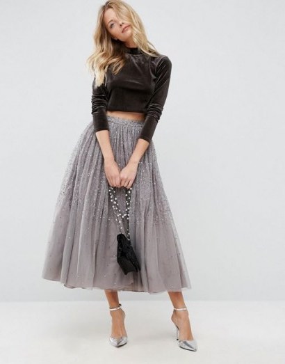 ASOS Tulle Prom Skirt with Embellishment ~ embellished full skirts ~ going out fashion ~ evening occasion wear ~ shimmering ~ glittering ~ party princess - flipped
