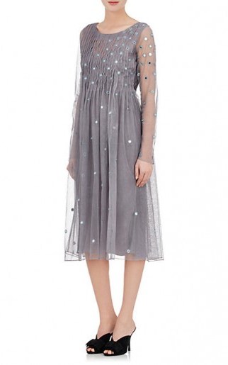 AZEEZA Sequin-Embellished Grey Silk Tulle Cocktail Dress - flipped