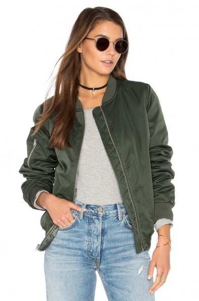 BB DAKOTA ATWOOD JACKET in Army Green. Bomber jackets | on-trend fashion | trending outerwear - flipped