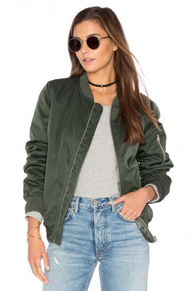 BB DAKOTA ATWOOD JACKET in Army Green. Bomber jackets | on-trend fashion | trending outerwear