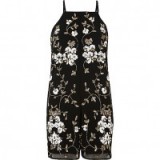 River Island black and gold embellished playsuit – floral sequined playsuits – embellished evening wear – party fashion – going out glamour – glamorous clothing