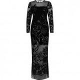 river island black embellished mesh maxi dress – long evening dresses – glamorous party fashion – semi sheer fabric – shimmering – glittering – sequins