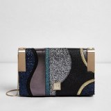 river island black glitter hinge clutch bag ~shimmering evening bags ~ party handbags ~ going out accessories ~ glittering - flipped