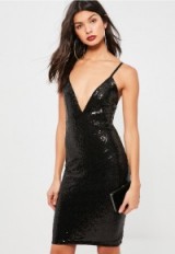 Missguided black sequin plunge midi dress – affordable luxe – plunging party dresses – sequined going out fashion – evening style glamour – xmas parties