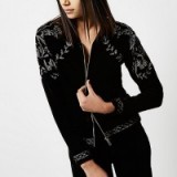 river island black velvet embroidered bomber jacket ~ jackets ~ trending fashion