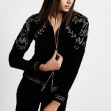 river island black velvet embroidered bomber jacket ~ jackets ~ trending fashion - flipped