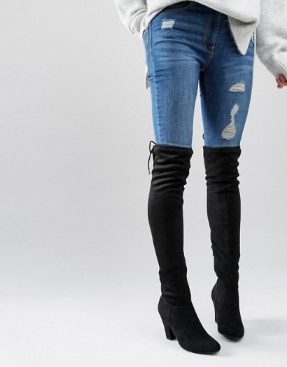 Call It Spring Qeiven Black Sock Heeled Over The Knee Boots. On-trend footwear | trending winter fashion - flipped