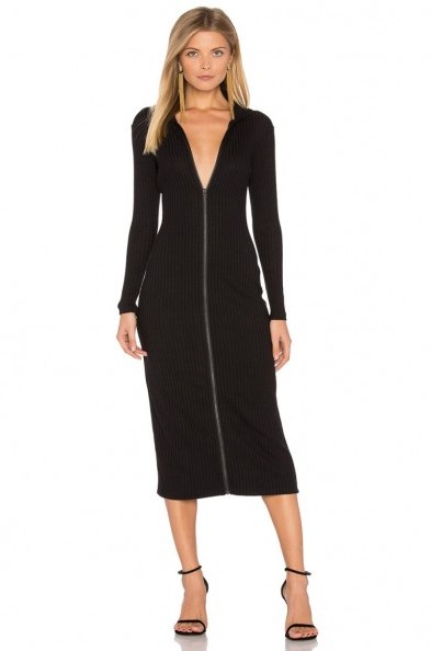 CAPULET GLOSS MIDI DRESS in black. Rib knit dresses | chic and stylish knitwear | winter fashion - flipped