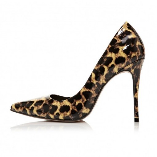 Moda in Pelle Carelle patent leopard print stiletto shoe – glamorous animal prints – high heeled courts – court shoes – glamour – high heel pumps - flipped
