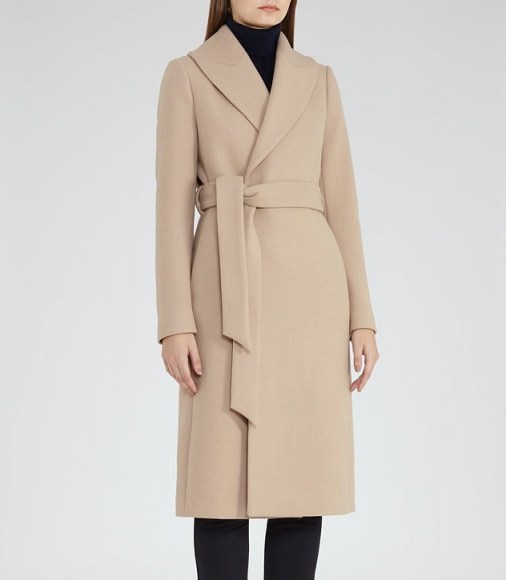 REISS CODY longline wrap coat camel ~ classic belted coats ~ stylish winter outerwear ~ winter classics - flipped