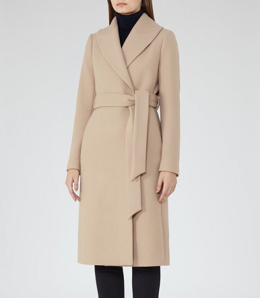REISS CODY longline wrap coat camel ~ classic belted coats ~ stylish ...