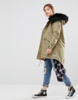 Converse Khaki Shield Parka With Faux Fur Lined Hood in green. Casual jackets | on-trend outerwear