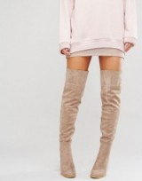 Daisy Street Taupe Heeled Over The Knee Boots. Winter footwear | high heels | on-trend fashion
