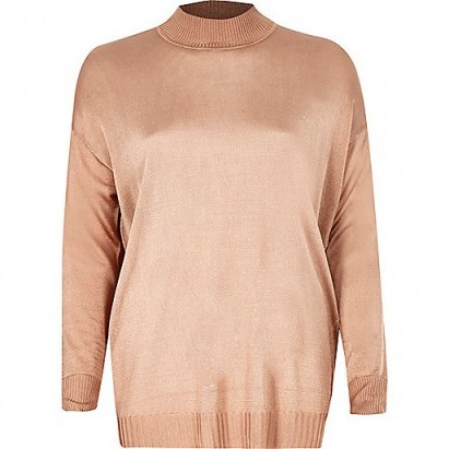 river island dusty pink sheer knit turtleneck top. Fine knits | high neck tops | on-trend knitwear | winter fashion - flipped