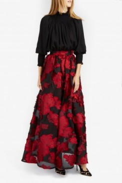 ELIE SAAB Fille-Coupe Red and Black Maxi Skirt ~ long luxe skirts ~ occasion fashion ~ designer clothing