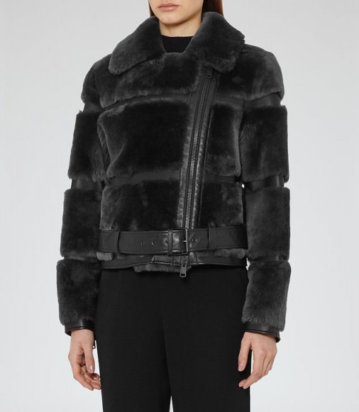REISS ELLIE leather and shearling jacket ~ winter fur jackets ~ warm fluffy and snugly ~ stylish outerwear