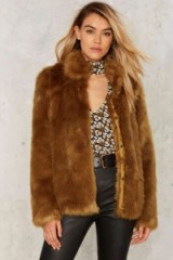 Erin Faux Fur Jacket in brown. Winter jackets | fluffy fashion | on-trend outerwear | warm and stylish