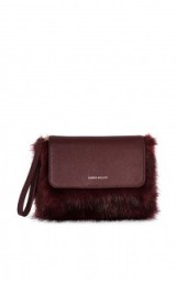 Karen Millen faux fur and leather clutch ~ red fluffy bags ~ small chic handbags ~ stylish accessories ~ day or night style