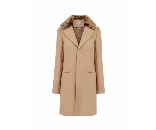 oasis felicity faux fur collar coat camel ~ classic coats ~ winter fashion - flipped