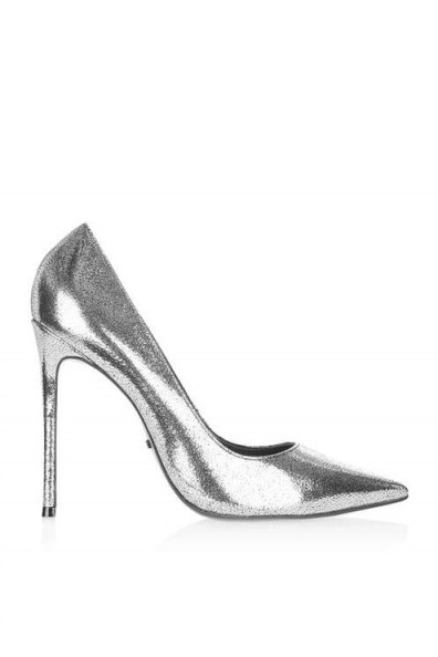 GAMBLE High Point Court Shoes grey gunmetal – metallic courts – stiletto heel shoes – high heels – glamorous footwear – glitz & glamour – evening wear – party feet – pointed toe - flipped