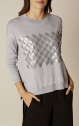 Karen Millen geo sequin jumper in grey ~ merino wool jumpers ~ winter fashion ~ chic knitwear ~ sequins ~ sequined sweaters ~ relaxed and stylish day wear ~ crew neck