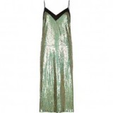 river island green sequin midi slip dress – shimmering slip dresses – glitzy fashion – sequins ~ glamour – strappy