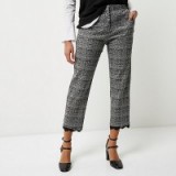 River Island grey check lace trim trousers. Cropped leg pants | stylish fashion
