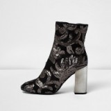 river island grey embroidered sequin block heel boots ~ sequined high heeled ankle boot ~ party footwear ~ evening accessories ~ going out glamour ~ shimmering sequins