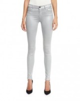 J Brand 620 Mid-Rise Super Skinny Gray Metallic Jeans ~ grey metallics ~ designer trousers ~ shimmering pants ~ stylish fashion