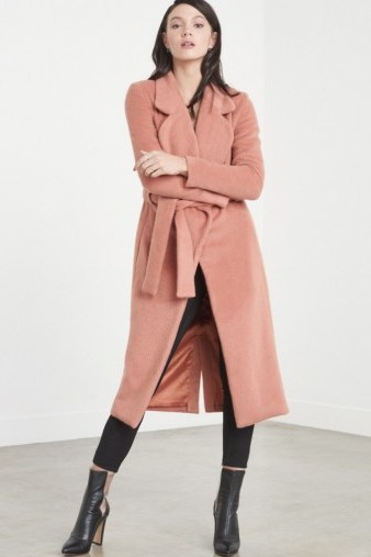 Lavish Alice Rose Pink Brushed Wool Belted Coat. Winter coats | luxe style fashion | classic look outerwear - flipped