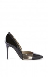 Karen Millen leather and metallic heels ~ high heeled pumps ~ black court shoes ~ evening courts ~ occasion footwear ~ party style