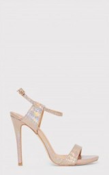 Pretty Little Thing Lolah Gold Iridescent Snake Effect Strappy Sandals – shimmering high heels – party shoes – glamorous footwear – evening glamour – going out footwear – animal prints