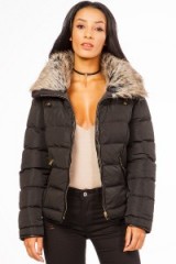 Miss Pap Maliah Black Padded Faux Fur Coat. Winter coats | warm trending jackets | on-trend outerwear |casual fashion & style