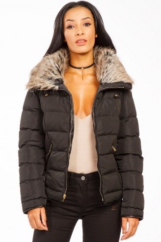 Miss Pap Maliah Black Padded Faux Fur Coat. Winter coats | warm trending jackets | on-trend outerwear |casual fashion & style - flipped