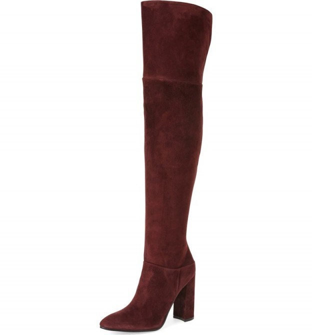 MARC FISHER LTD Breley Over the Knee Boot in burgundy suede. High heeled boots | winter fashion | on-trend footwear | wine red suede | winter colours - flipped