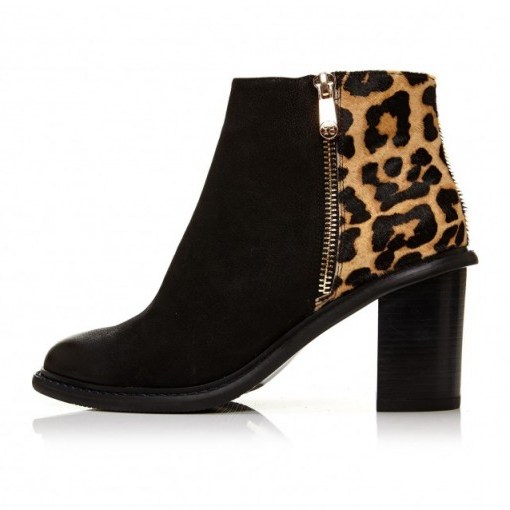 Moda in Pelle Meryl leopard print block heel ankle boot – glamorous animal prints – stylish boots – glamour – winter footwear - flipped