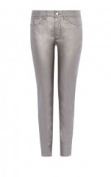 Karen Millen metallic jean ~ silver/pewter jeans ~ occasion trousers ~ evening wear ~ party fashion ~ skinny jeans ~ glamour