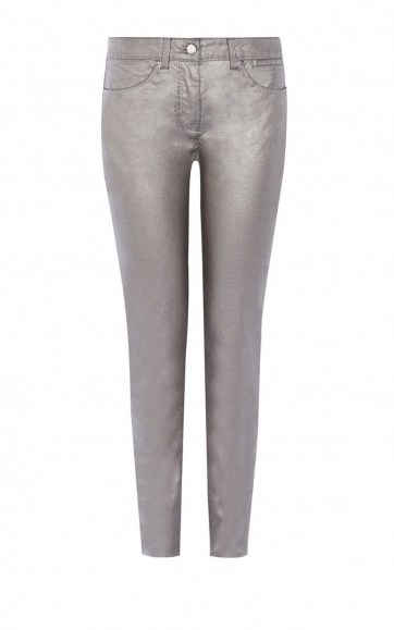 Karen Millen metallic jean ~ silver/pewter jeans ~ occasion trousers ~ evening wear ~ party fashion ~ skinny jeans ~ glamour - flipped