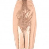 river island metallic pink pencil skirt ~ front slit skirts ~ high waisted ~ glamorous fashion - flipped