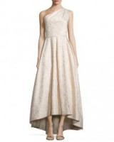 Monique Lhuillier One-Shoulder Metallic Ball Gown ~ ivory metallics ~ luxe event dresses ~ occasion gowns