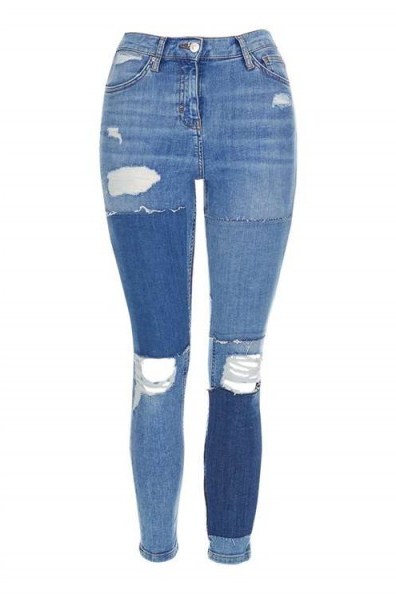 MOTO Panel Ripped Jamie Jeans. Skinny jeans | blue denim | casual fashion | destroyed | distressed - flipped