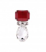 CAROLINA HERRERA red & clear crystal-embellished brooch – designer fashion jewellery – costume brooches – crystals – statement accessories