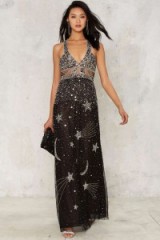 Nasty Gal Collection Dancing Out in Space Beaded Maxi Dress ~ embellished evening dresses ~ occasion fashion ~ christmas event ~ sparkling ~ stars and moon embellishments ~ beads and sequins ~ glittering gowns